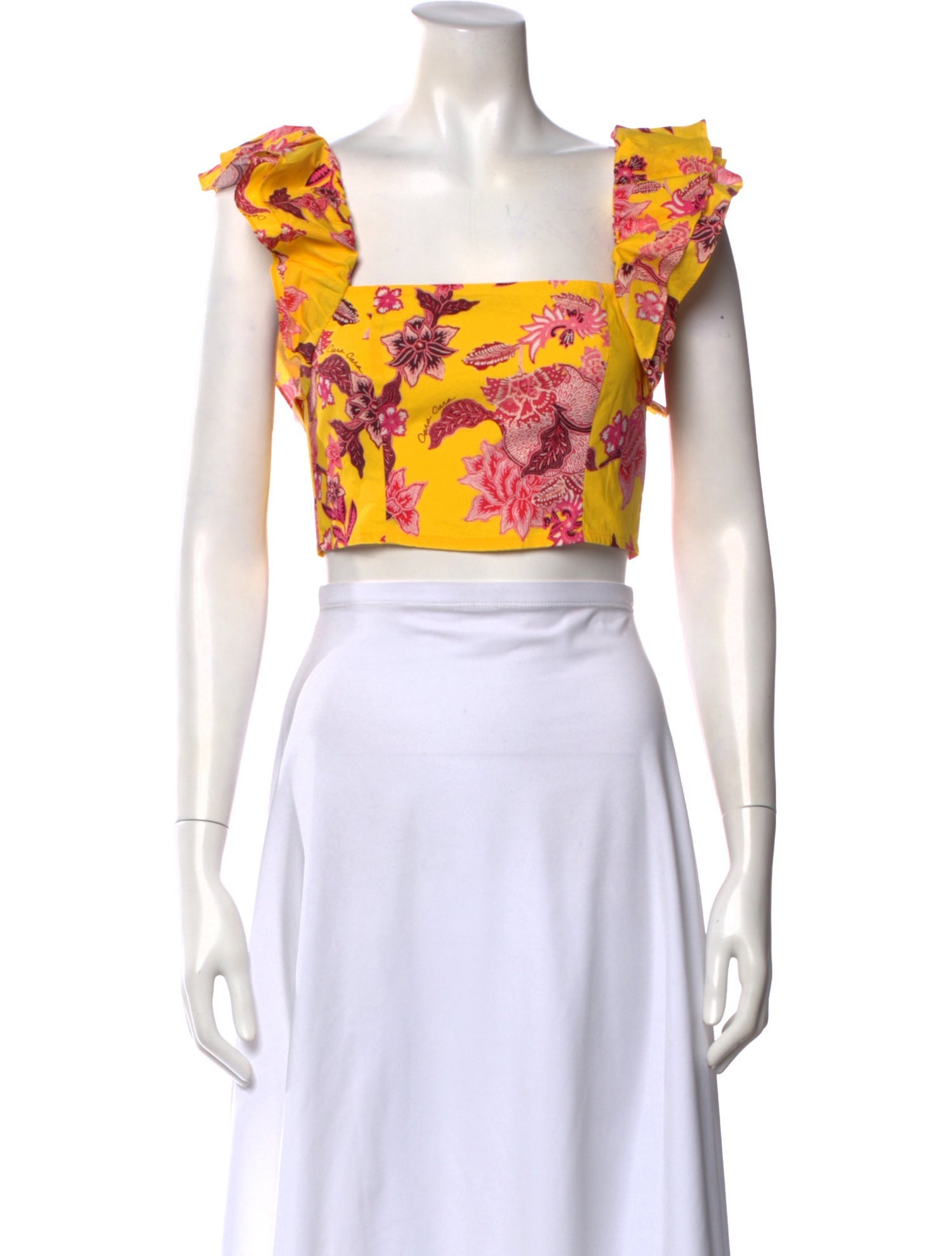 Cara Cara Floral Print Square Neckline Crop Top