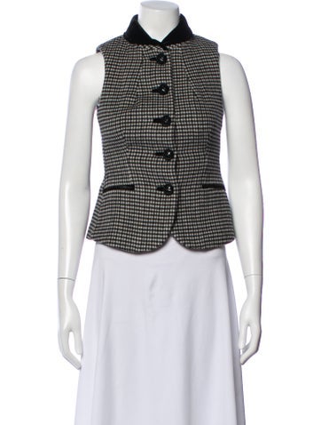 Pre-owned Cara Cara Wool Plaid Print Vest In Multi