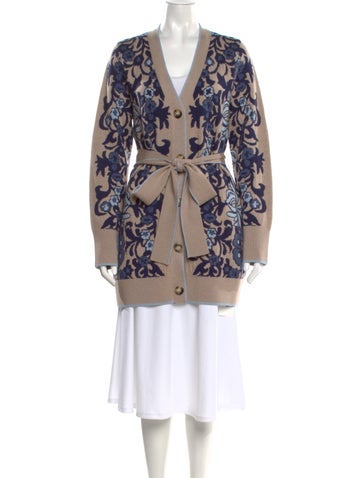 Pre-owned Cara Cara Wool Printed Sweater In Blue