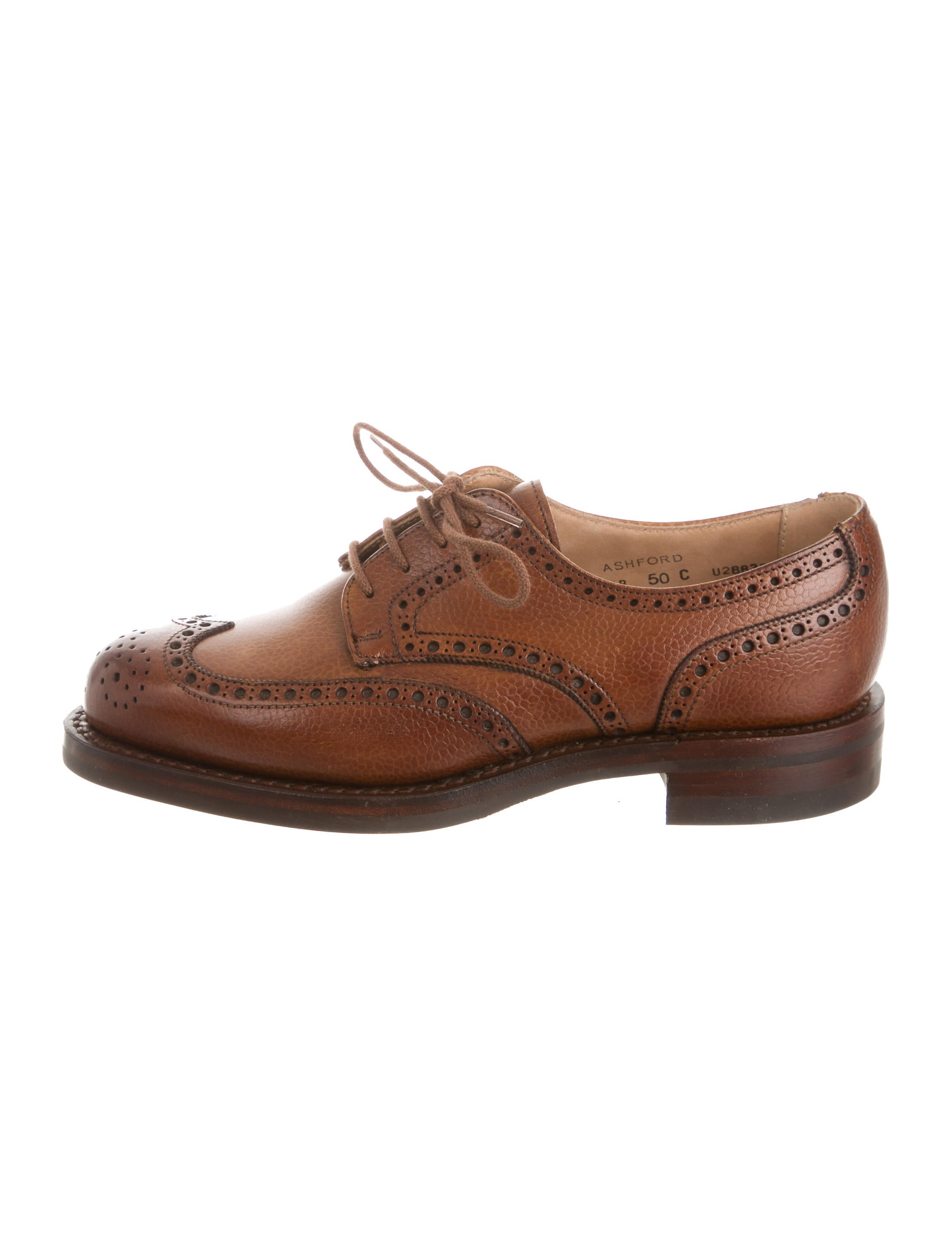 Crockett & Jones Leather Wingtip Oxfords Brown Flats, Shoes