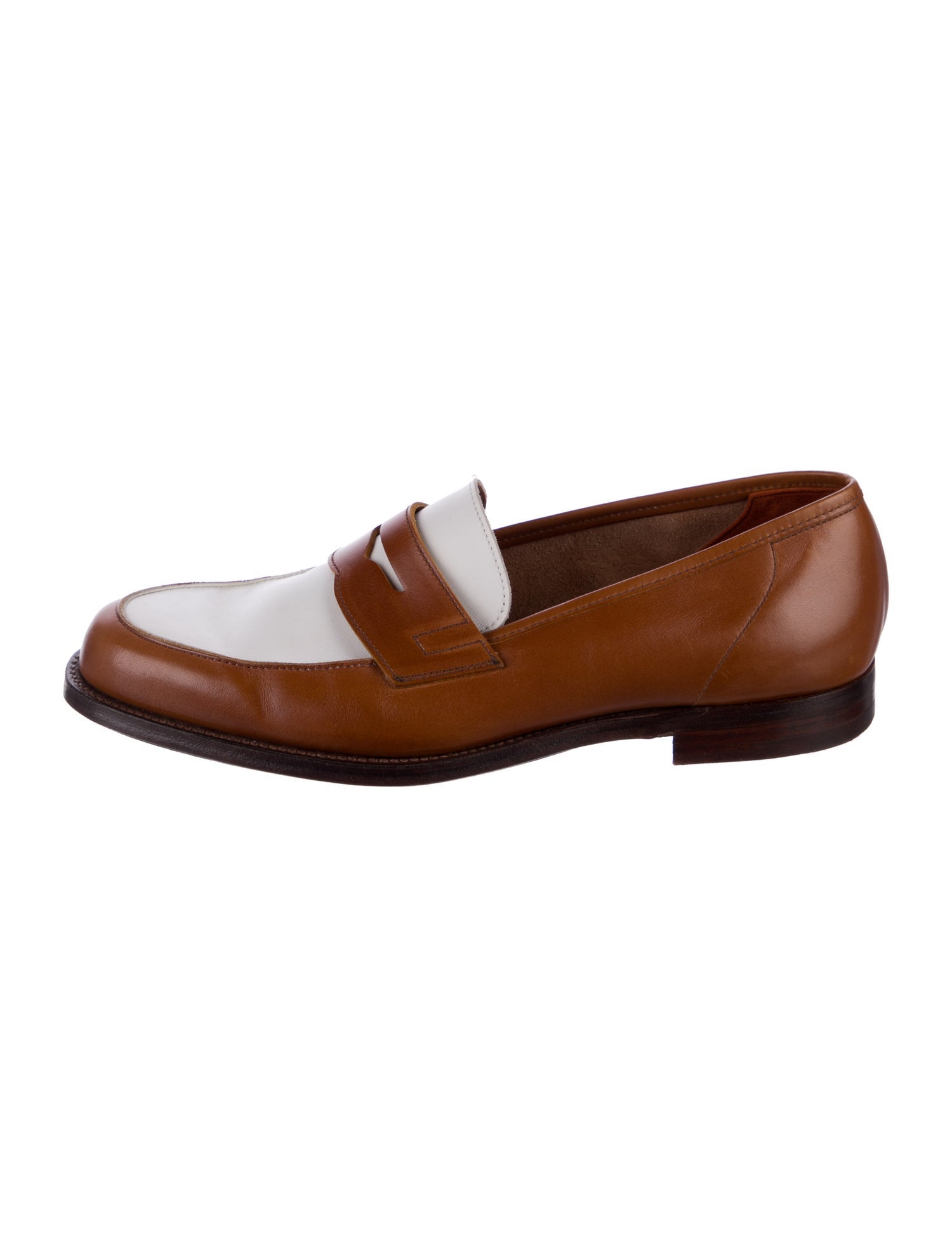 Crockett & Jones Leather Colorblock Pattern Loafers