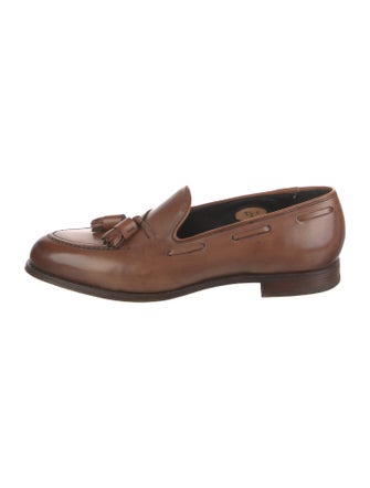 Crockett & Jones Leather Tassel Accents Dress Loafers