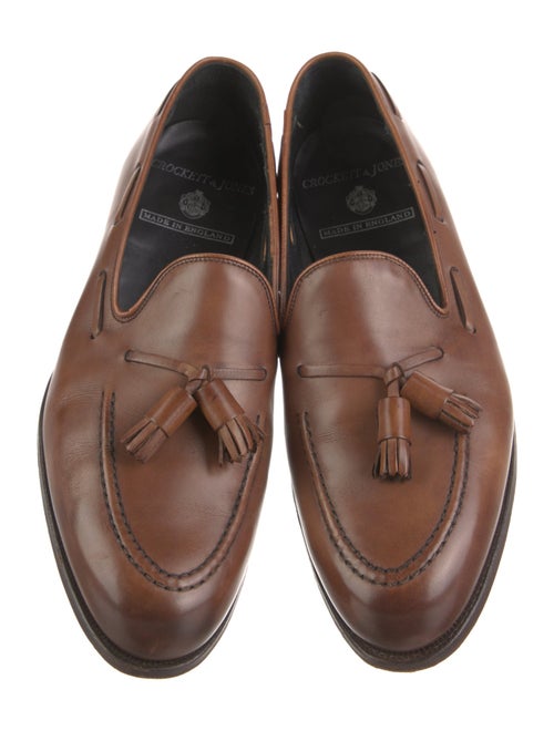 Crockett & Jones Leather Tassel Accents Dress Loafers