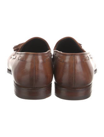 Crockett & Jones Leather Tassel Accents Dress Loafers