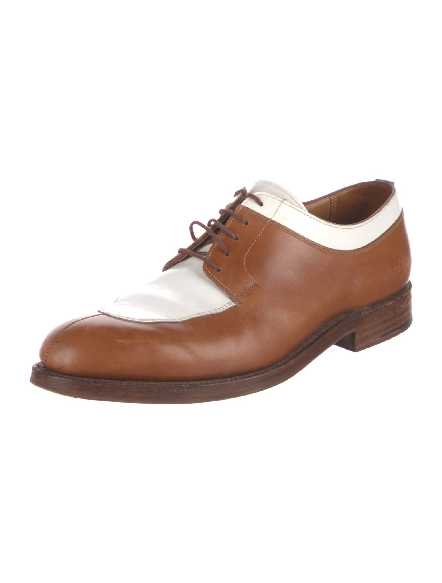Crockett & Jones Leather Colorblock Pattern Derby Shoes