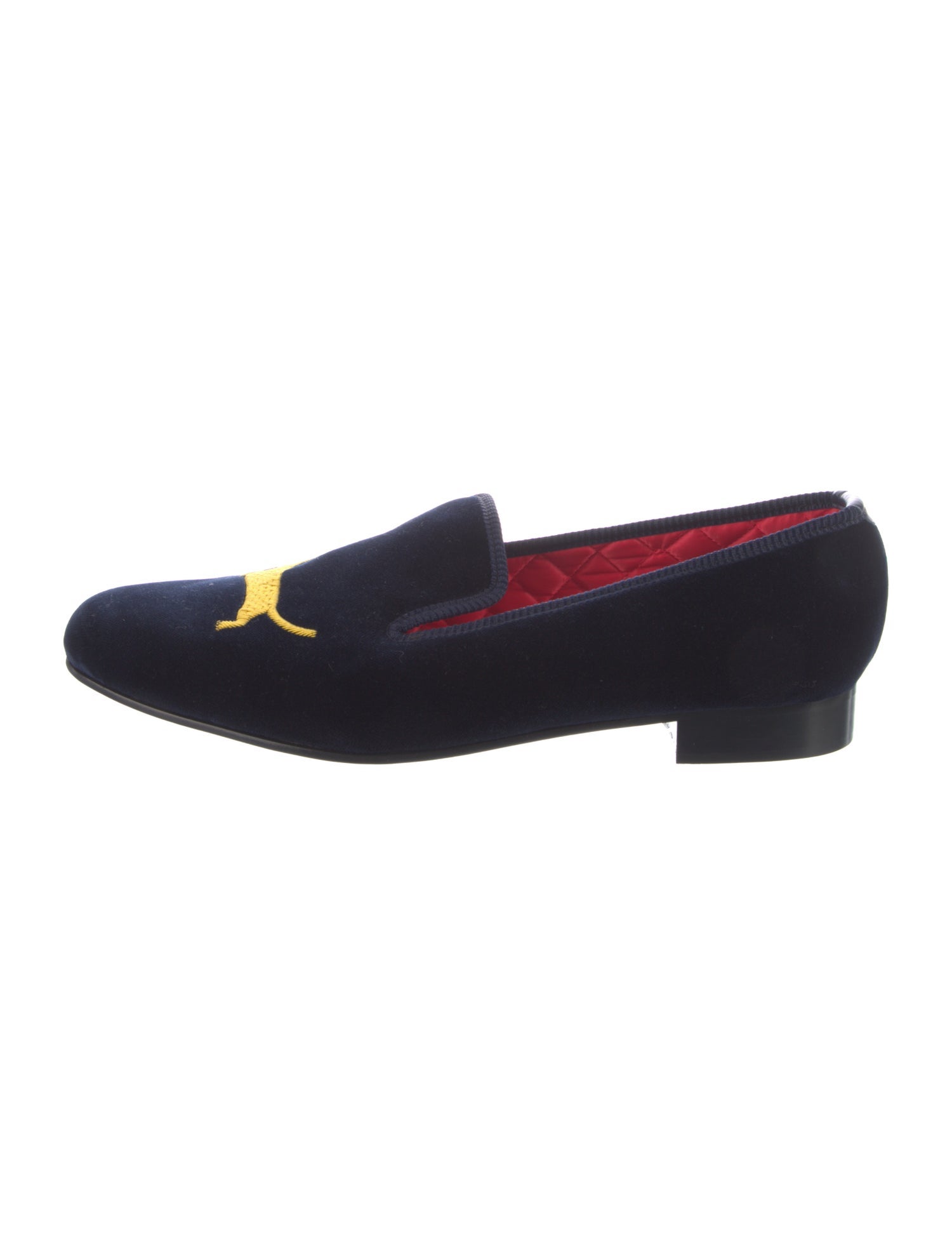 Crockett & Jones Velvet Embroidered Accent Loafers