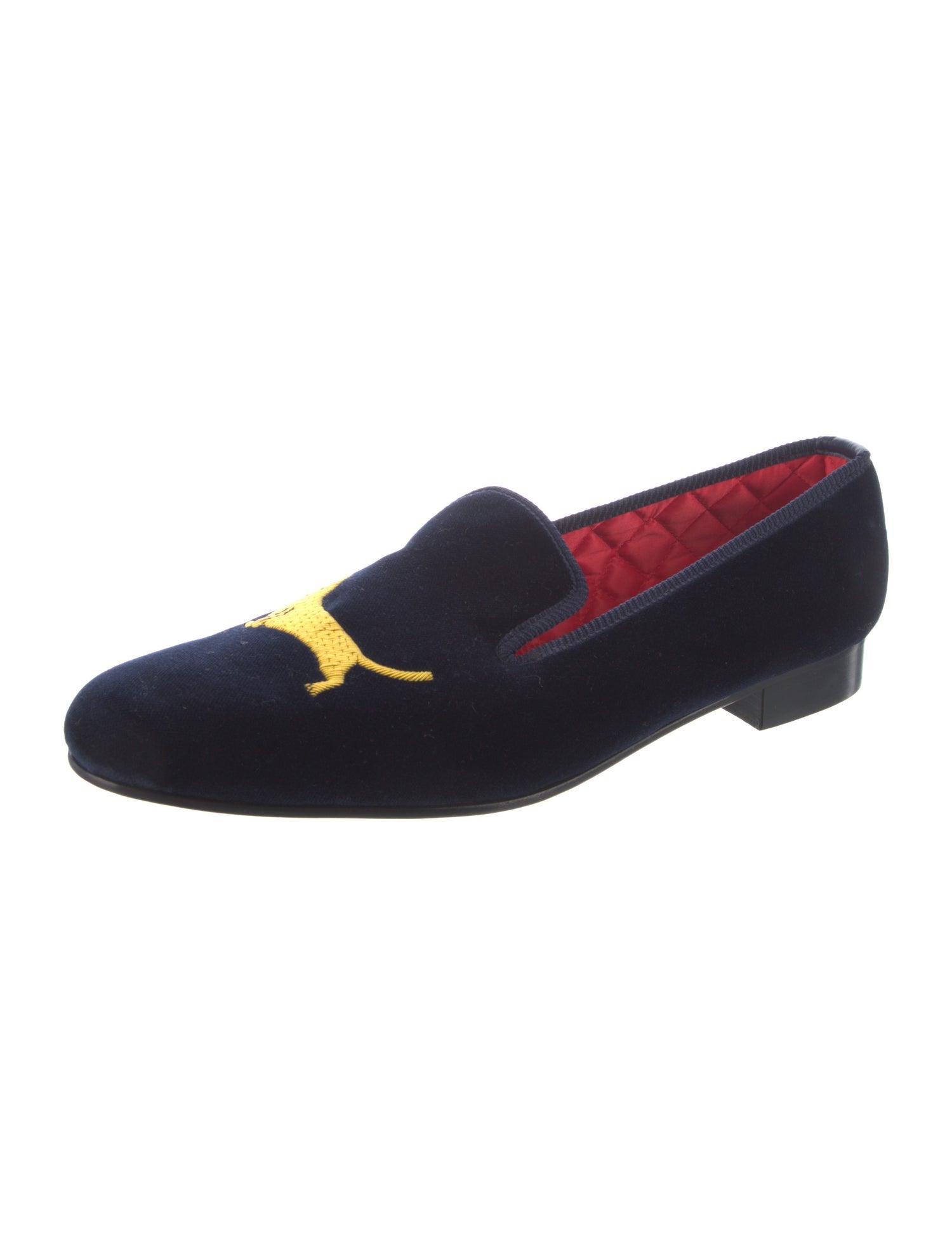 Crockett & Jones Velvet Embroidered Accent Loafers