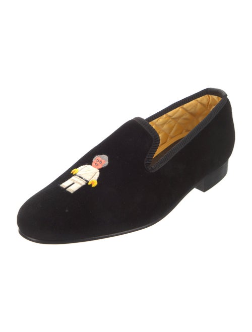 Crockett & Jones Velvet Embroidered Accent Loafers