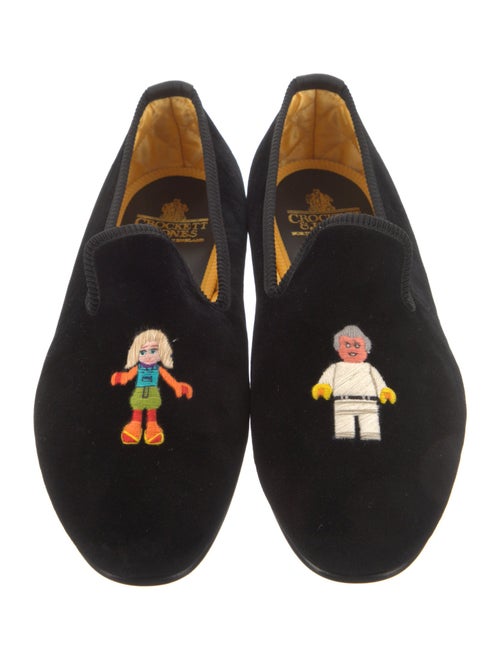 Crockett & Jones Velvet Embroidered Accent Loafers