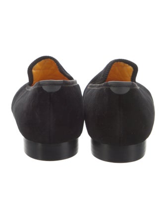 Crockett & Jones Velvet Embroidered Accent Loafers