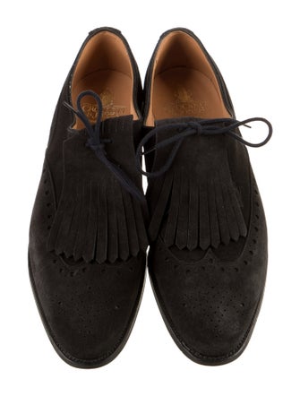 Crockett & Jones Suede Lasercut Accents Oxfords