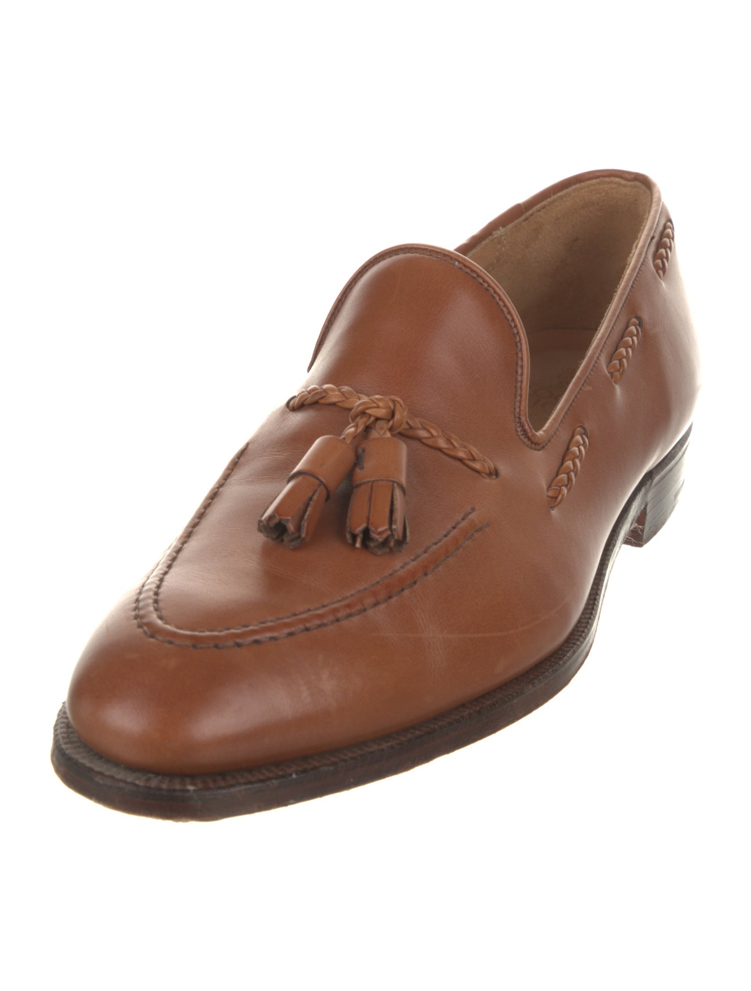 Crockett & Jones Leather Tassel Accents Dress Loafers