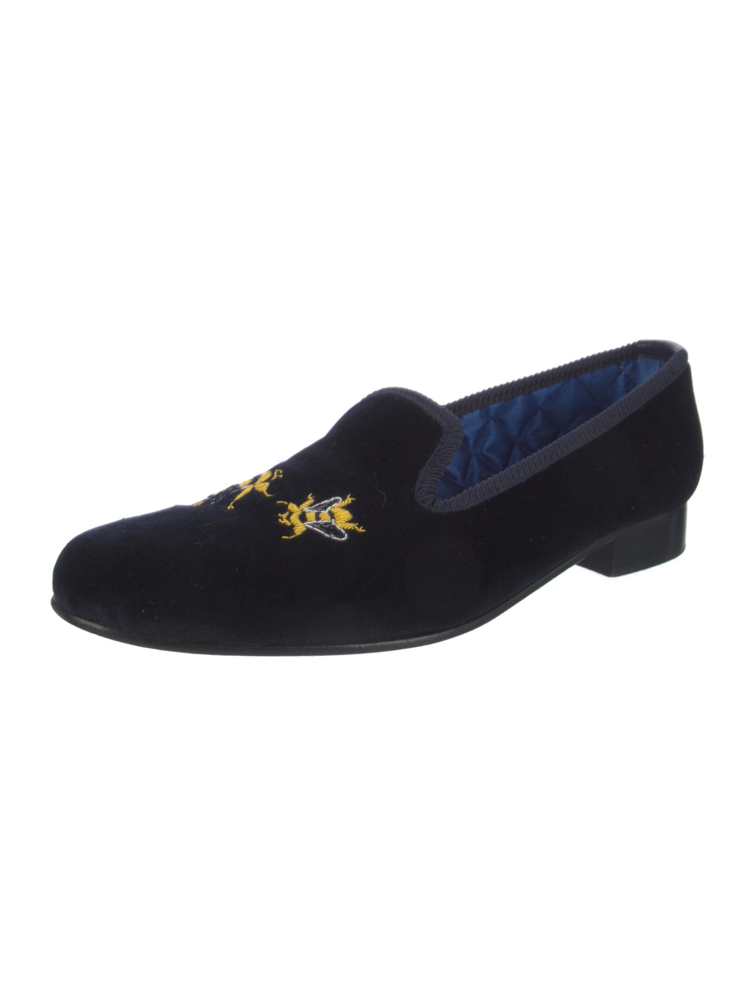 Crockett & Jones Velvet Embroidered Accent Slippers