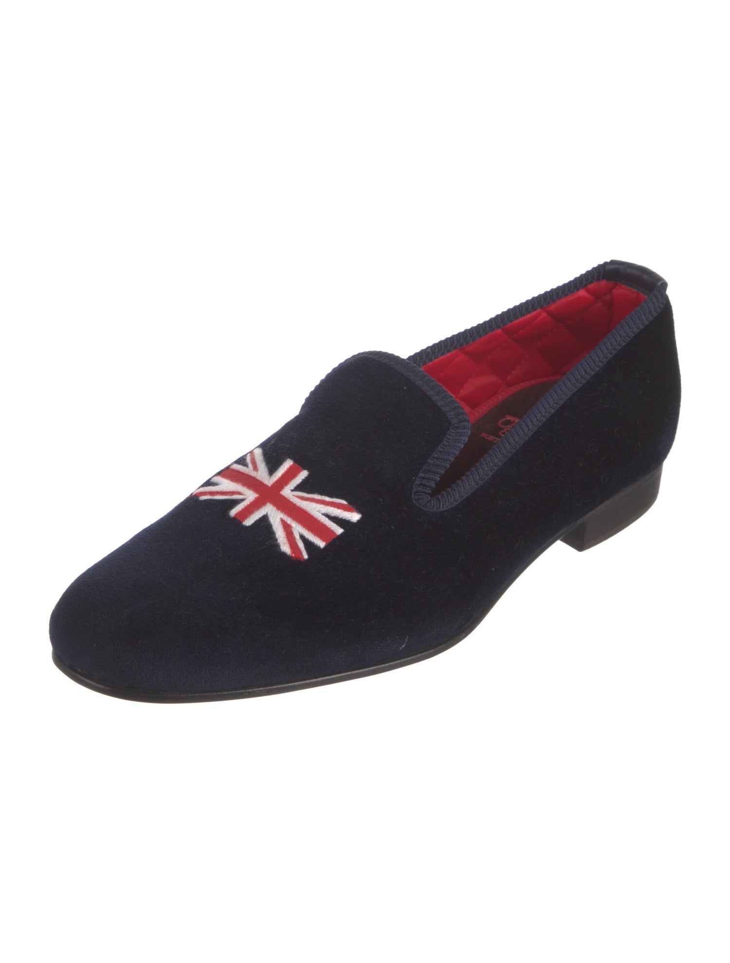 Crockett & Jones Velvet Embroidered Accent Loafers