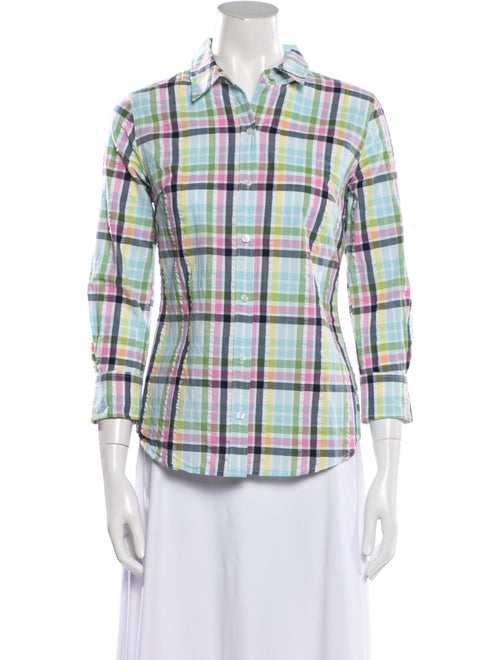 Circolo 1901 Plaid Print Three-Quarter Sleeve Button-Up Top