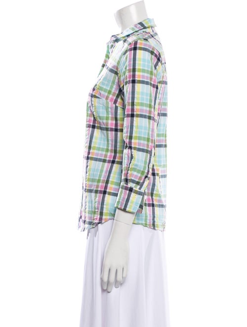 Circolo 1901 Plaid Print Three-Quarter Sleeve Button-Up Top