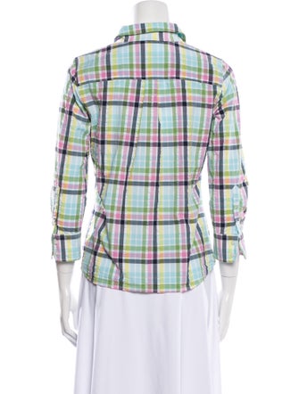 Circolo 1901 Plaid Print Three-Quarter Sleeve Button-Up Top