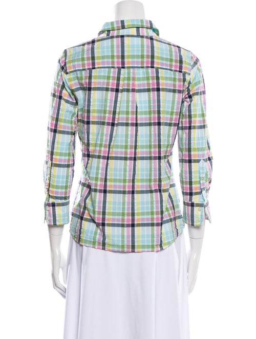 Circolo 1901 Plaid Print Three-Quarter Sleeve Button-Up Top
