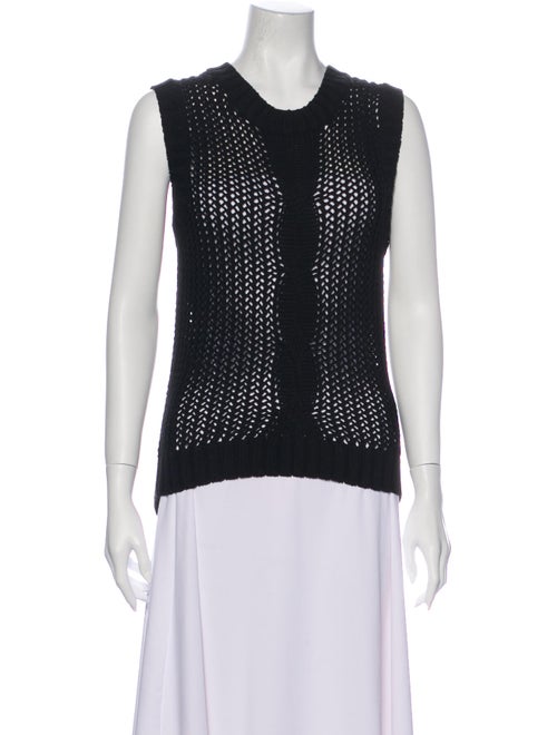Cardigan Crew Neck Sleeveless Top w/ Tags Black