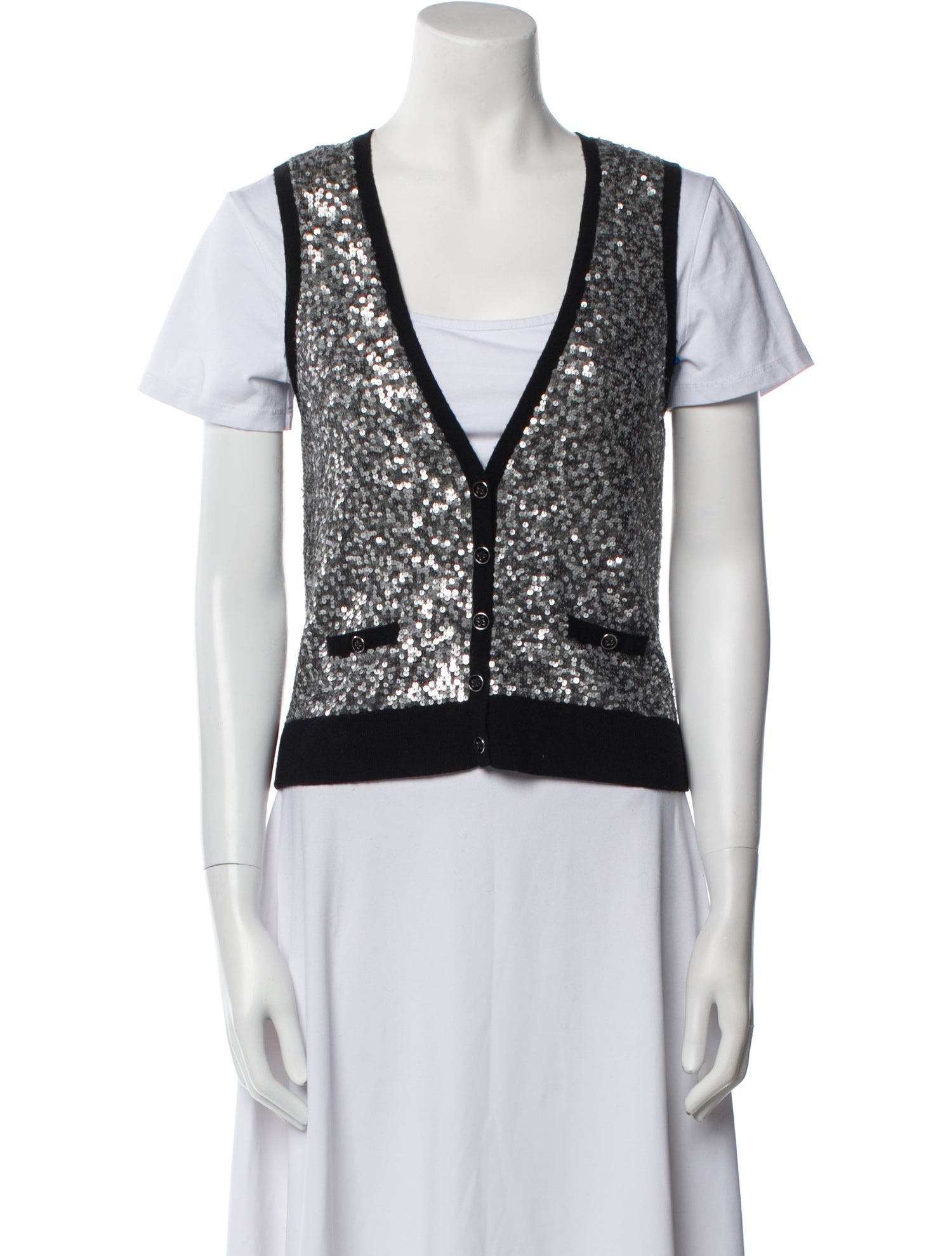 Cardigan Merino Wool Plunge Neckline Sweater