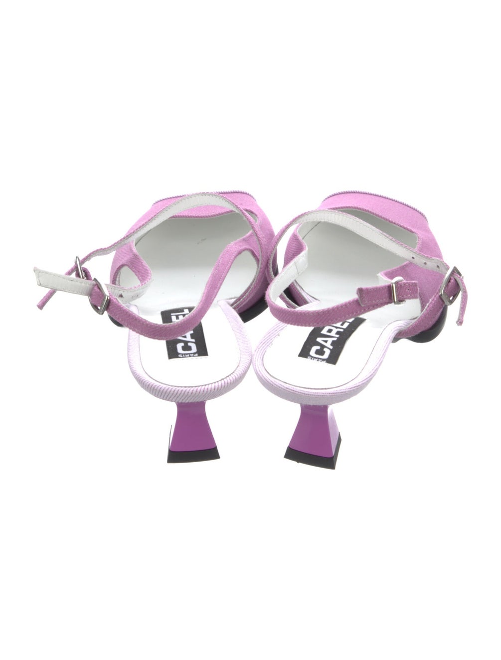 Carel Paris Canvas Colorblock Pattern Slingback Pumps Purple Pumps