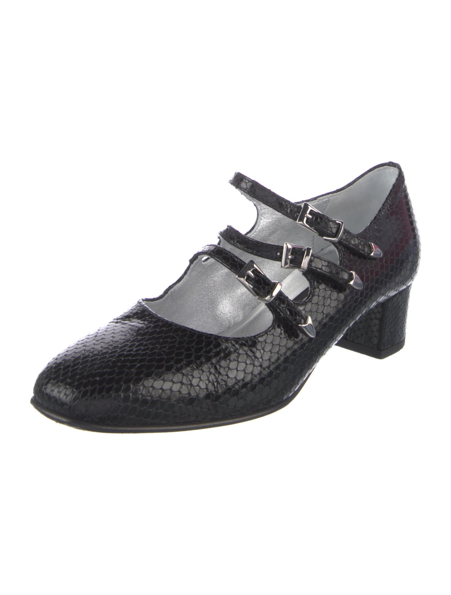 Carel Paris Embossed Leather Mary Jane Flats