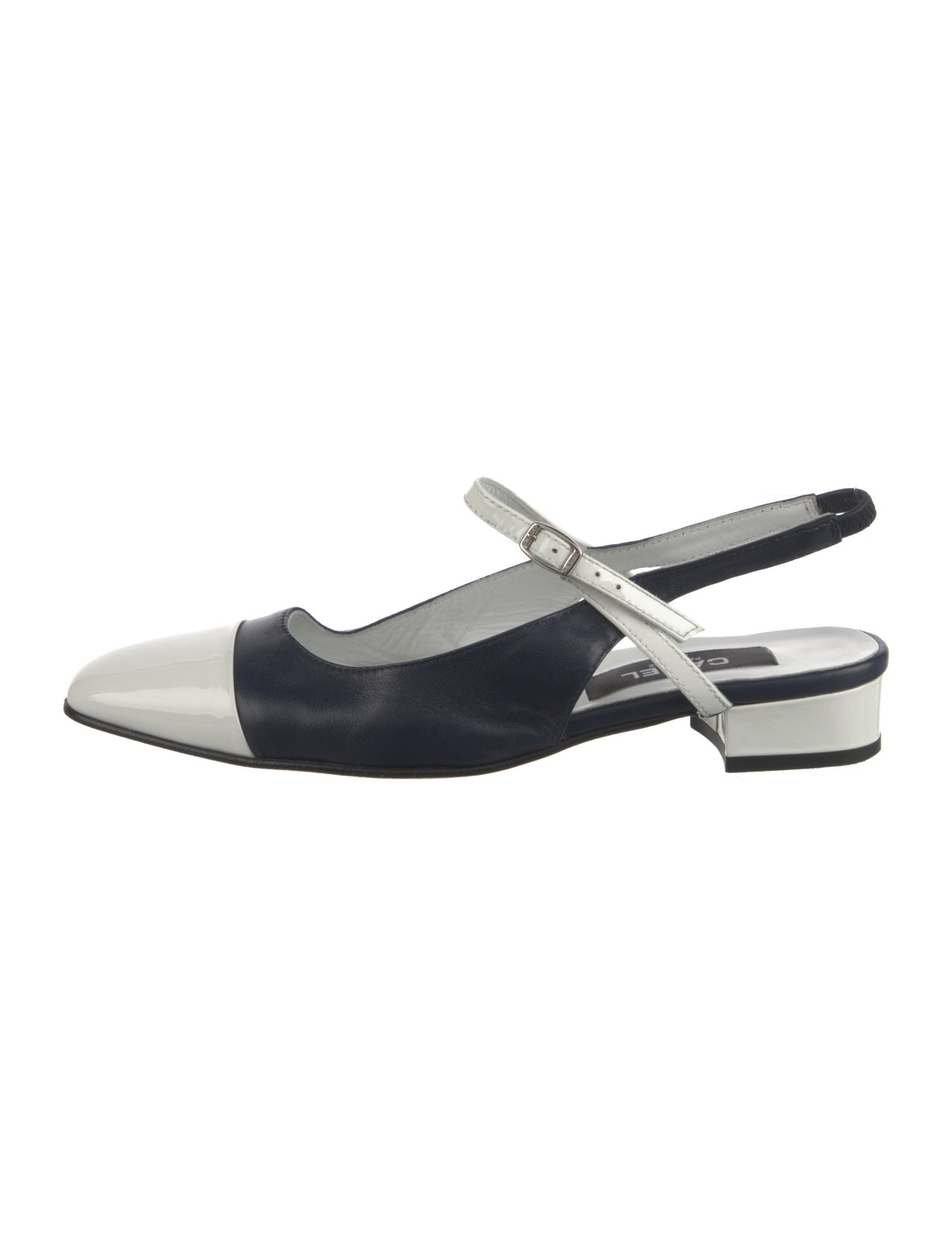 Carel Paris Leather Colorblock Pattern Slingback Flats
