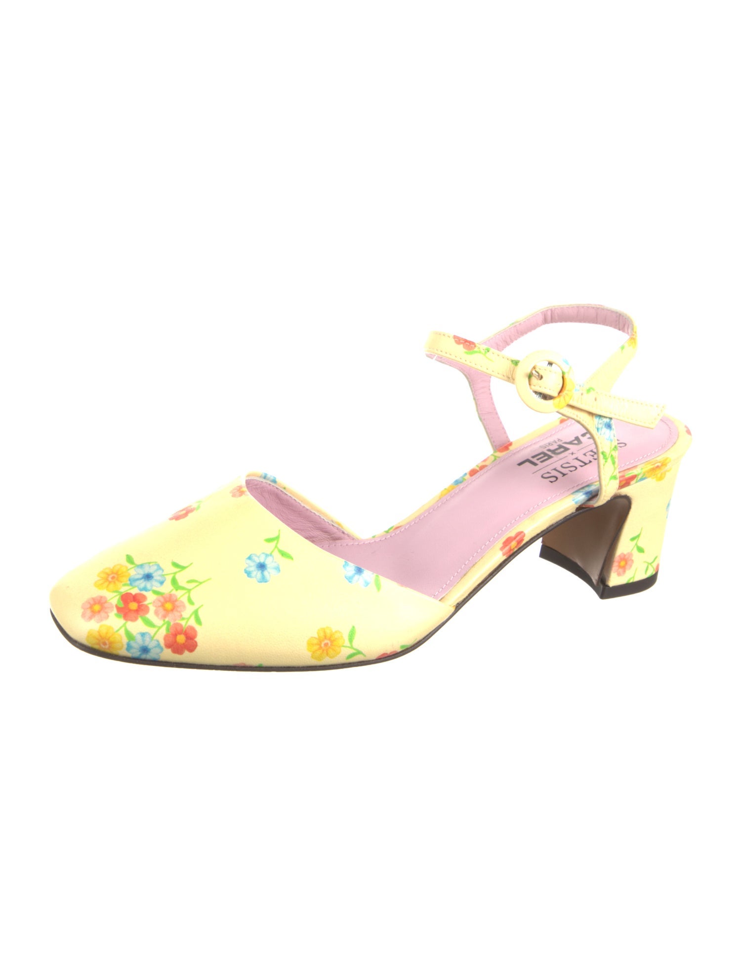 Carel Paris Leather Floral Print Slingback Pumps