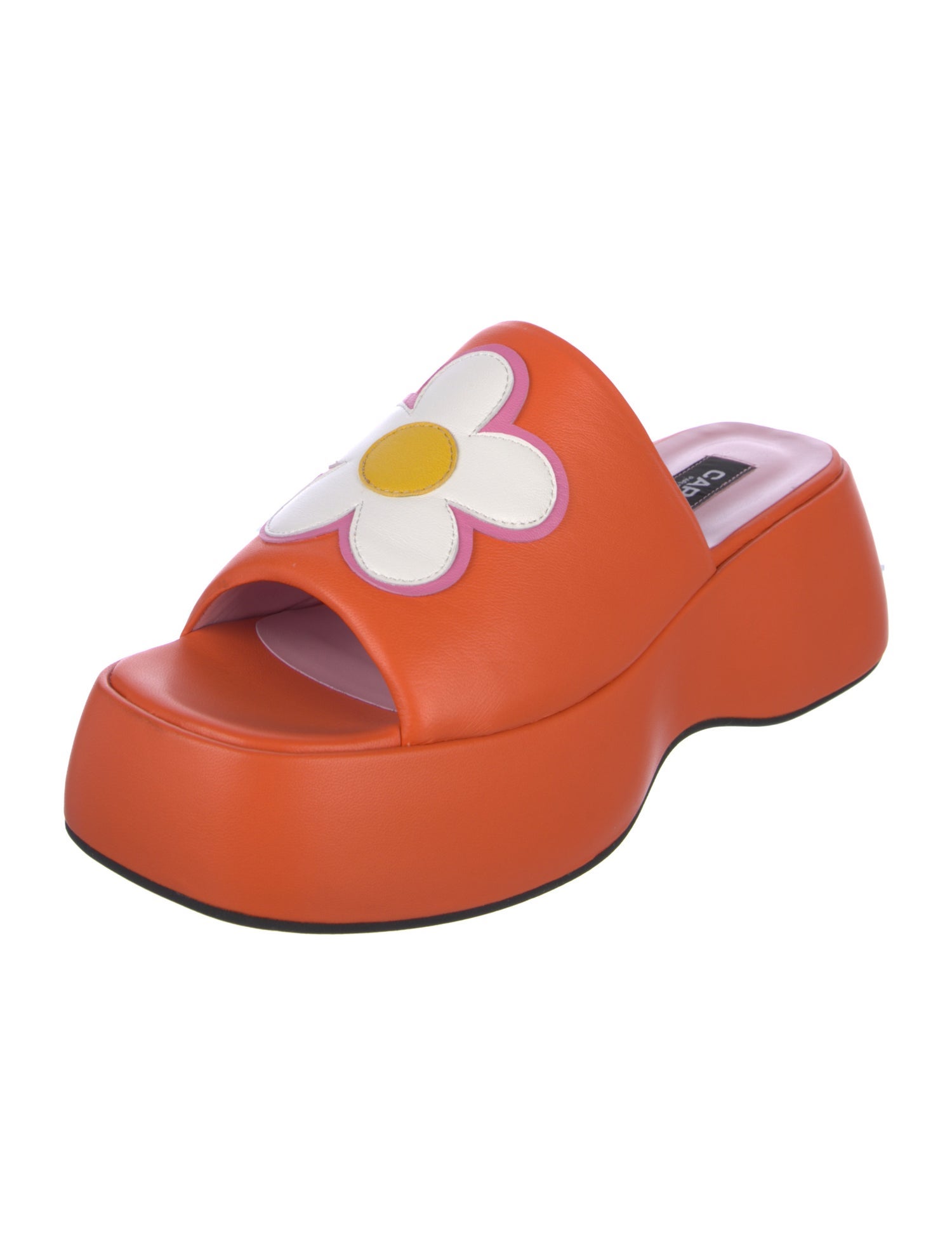 Carel Paris Leather Floral Print Slides