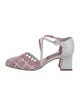 Carel Paris Leather Colorblock Pattern T-Strap Pumps