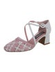Carel Paris Leather Colorblock Pattern T-Strap Pumps