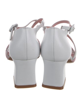 Carel Paris Leather Colorblock Pattern T-Strap Pumps