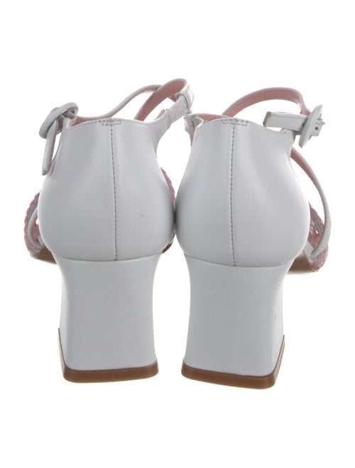 Carel Paris Leather Colorblock Pattern T-Strap Pumps