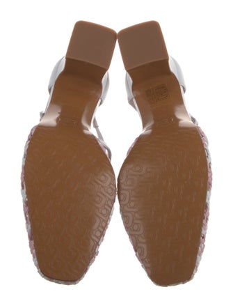 Carel Paris Leather Colorblock Pattern T-Strap Pumps