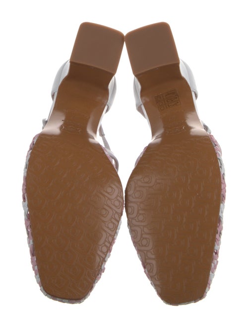 Carel Paris Leather Colorblock Pattern T-Strap Pumps