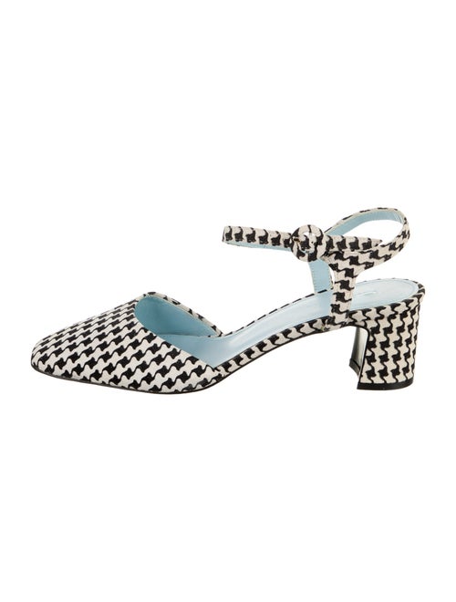 Carel Paris Houndstooth Print Leather Trim Embellishment Slingback Pumps