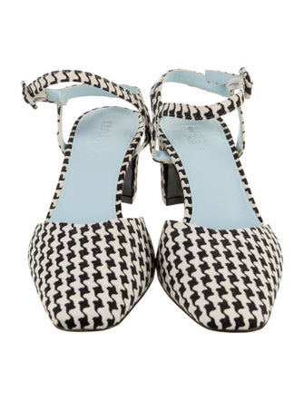 Carel Paris Houndstooth Print Leather Trim Embellishment Slingback Pumps