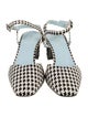 Carel Paris Houndstooth Print Leather Trim Embellishment Slingback Pumps