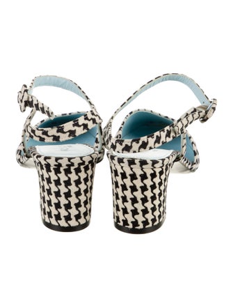 Carel Paris Houndstooth Print Leather Trim Embellishment Slingback Pumps