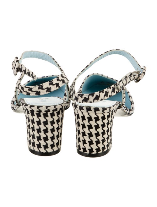 Carel Paris Houndstooth Print Leather Trim Embellishment Slingback Pumps