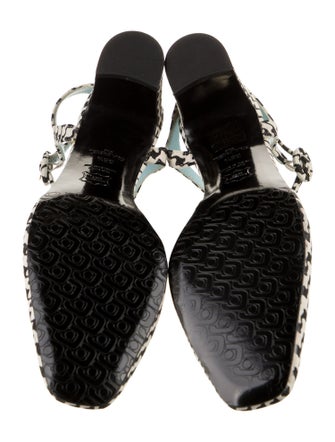 Carel Paris Houndstooth Print Leather Trim Embellishment Slingback Pumps
