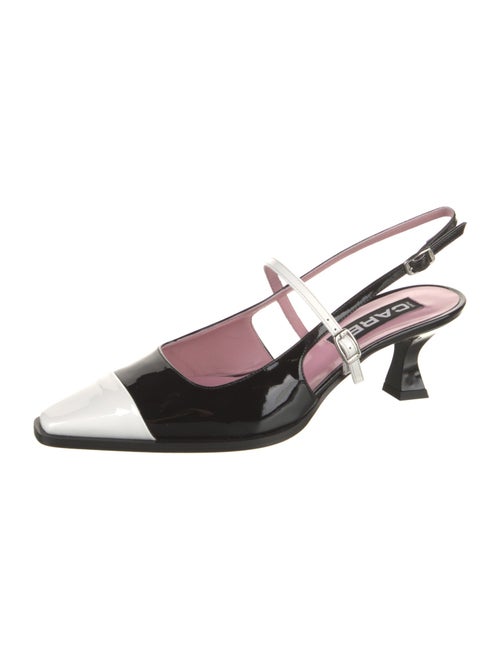 Carel Paris Patent Leather Colorblock Pattern Slingback Pumps