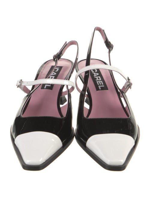 Carel Paris Patent Leather Colorblock Pattern Slingback Pumps
