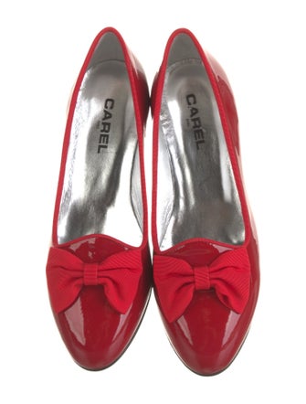 Carel Paris Patent Leather Bow Accents Ballet Flats
