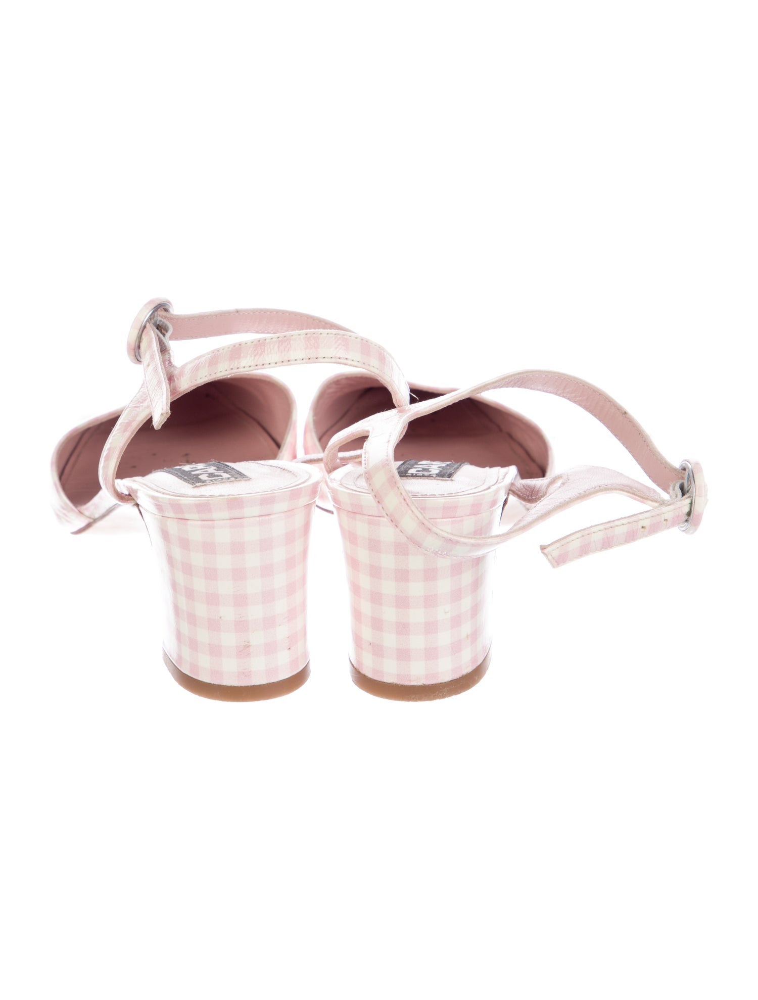 Carel Paris Patent Leather Plaid Print Slingback Pumps