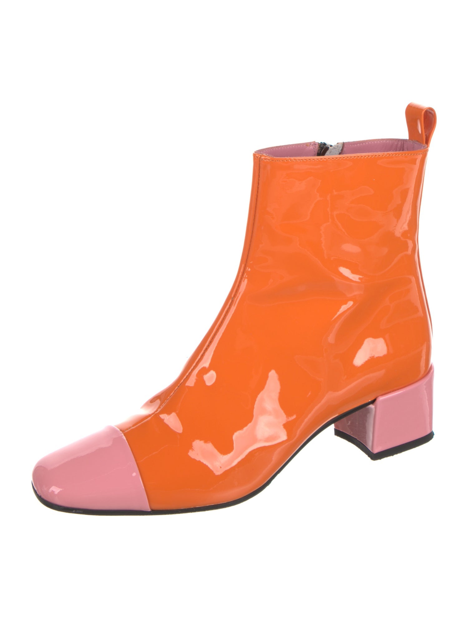Carel Paris Patent Leather Colorblock Pattern Boots