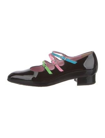 Carel Paris Patent Leather Colorblock Pattern Pumps
