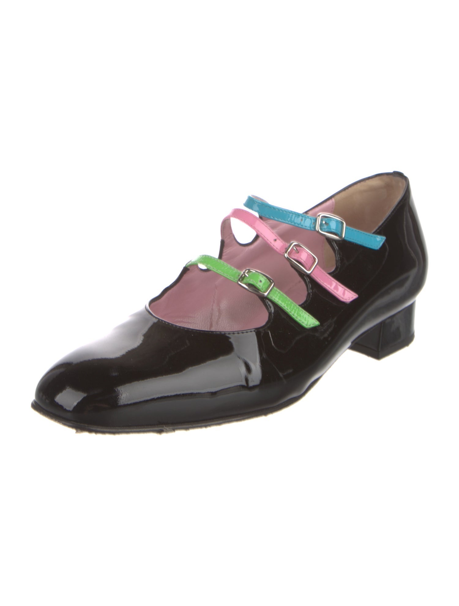 Carel Paris Patent Leather Colorblock Pattern Pumps