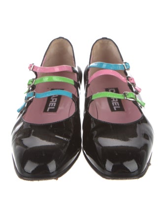 Carel Paris Patent Leather Colorblock Pattern Pumps