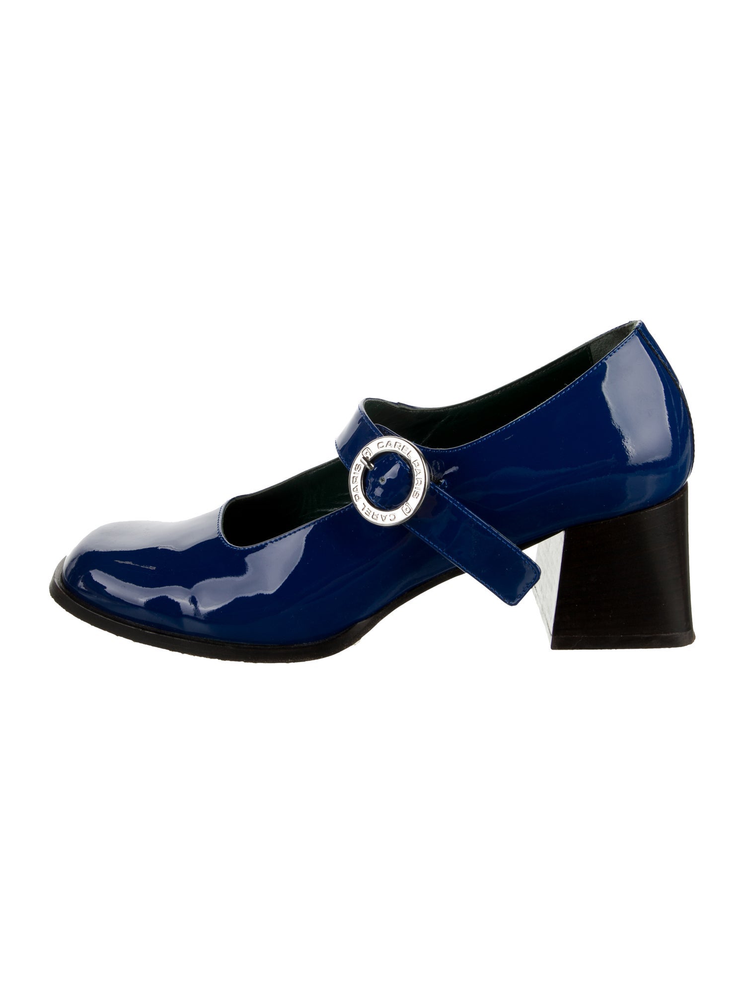 Carel Paris Patent Leather Colorblock Pattern Pumps